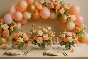 Decorazioni floreali abbinate ai palloncini: il mix trendy che esalta la tavola senza sforzo