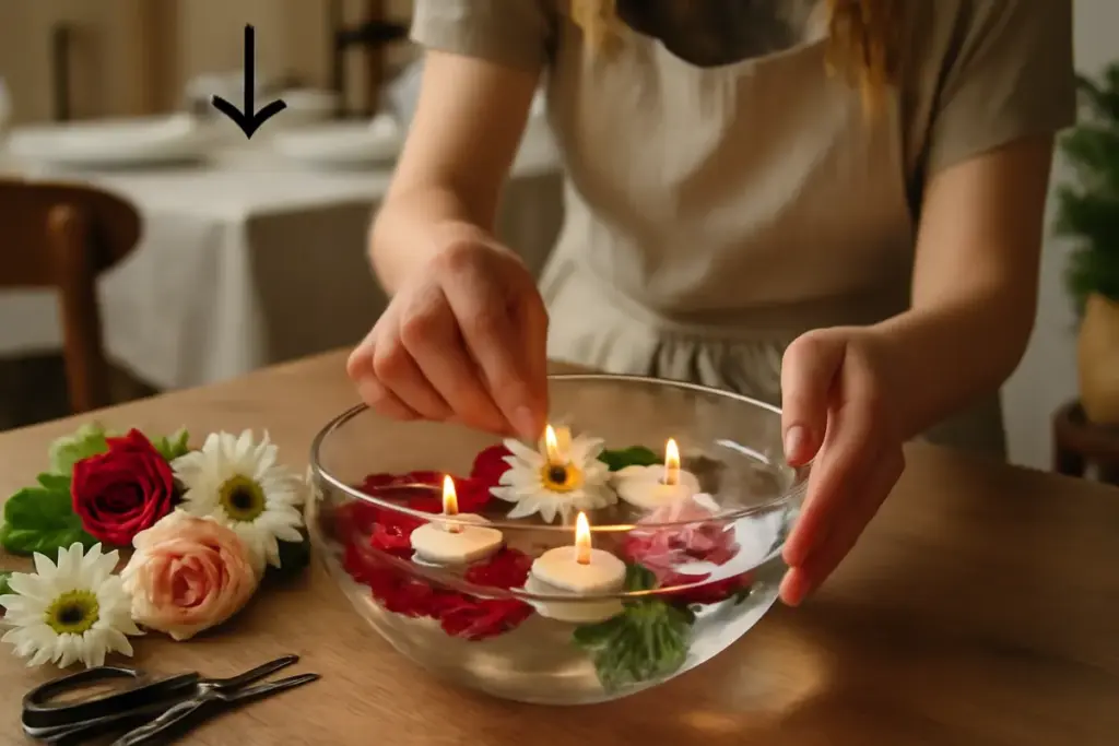 Come creare centrotavola galleggianti? L’idea in acqua che sorprende gli ospiti con un tocco originale