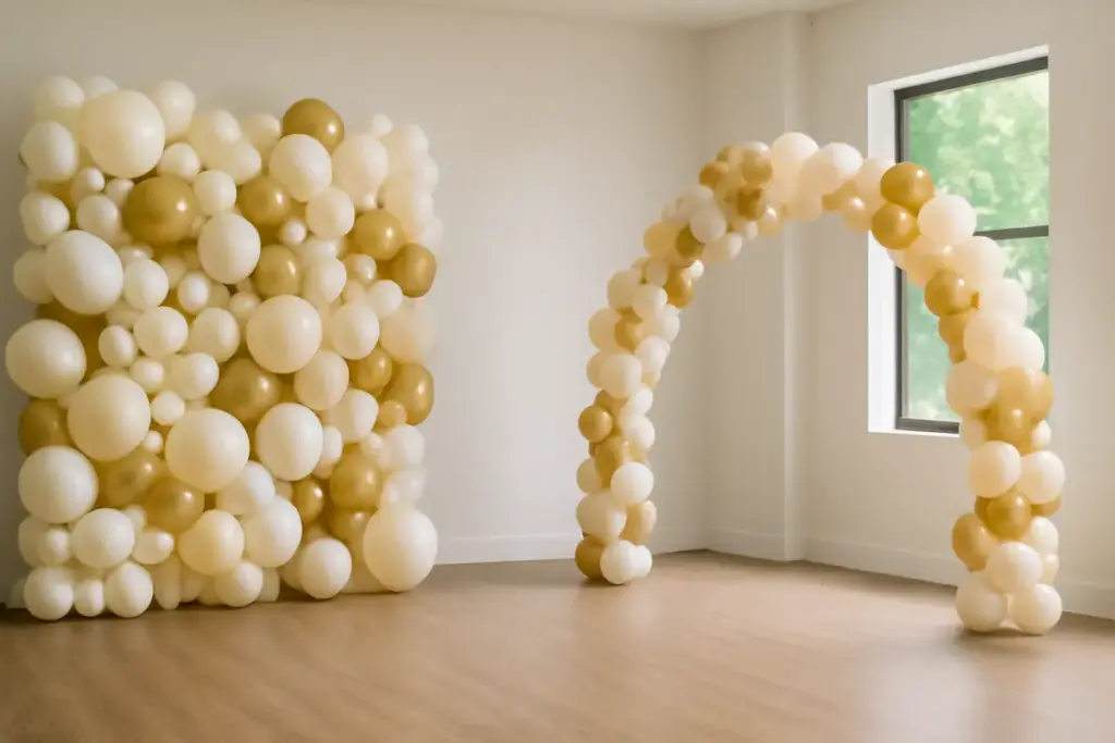 Balloon wall o arco? Cosa scegliere per valorizzare lo spazio e non appesantire la sala